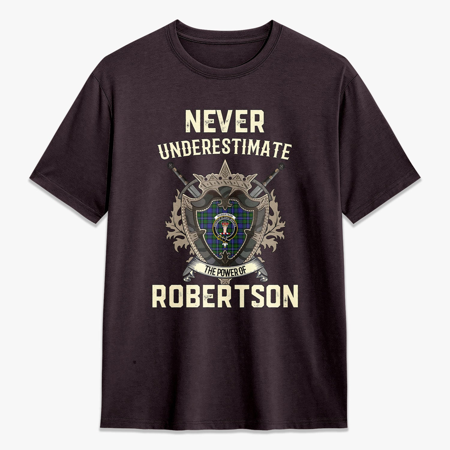 Robertson Hunting Modern Tartan Crest 2D T-shirt - Never Underestimate Style