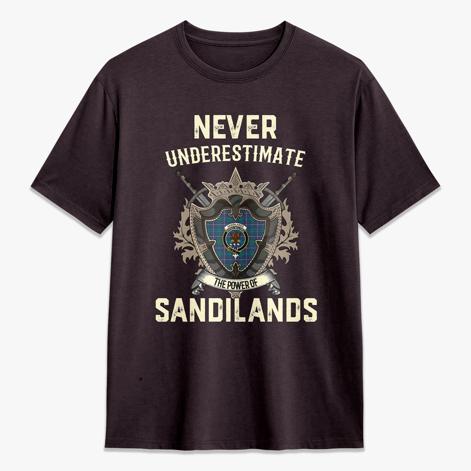 Sandilands Tartan Crest 2D T-shirt - Never Underestimate Style