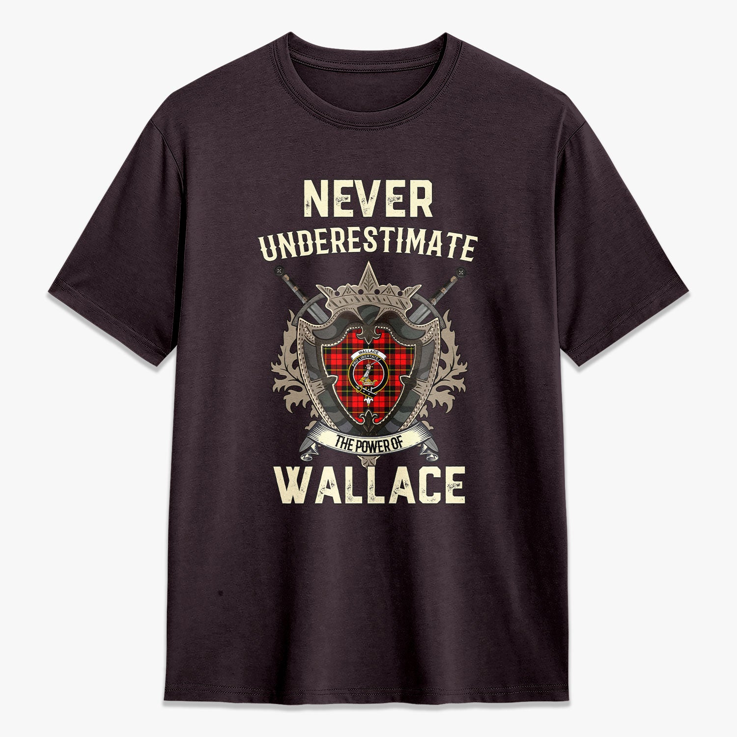 Wallace Hunting Red Tartan Crest 2D T-shirt - Never Underestimate Style