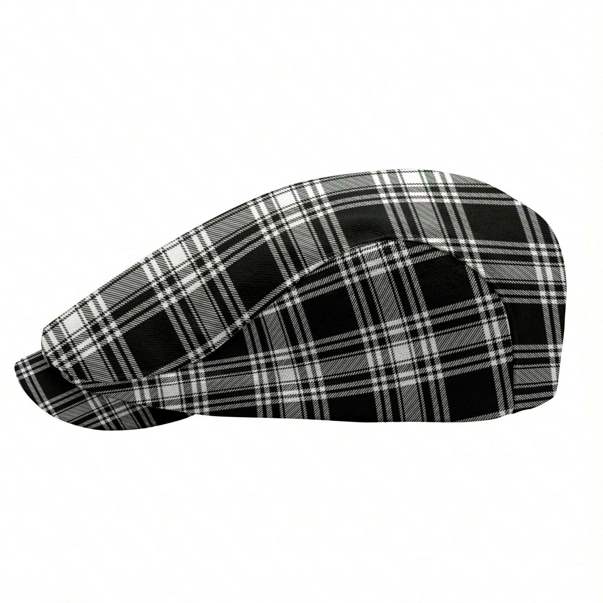 Menzies Black - White Modern Tartan Flat Caps