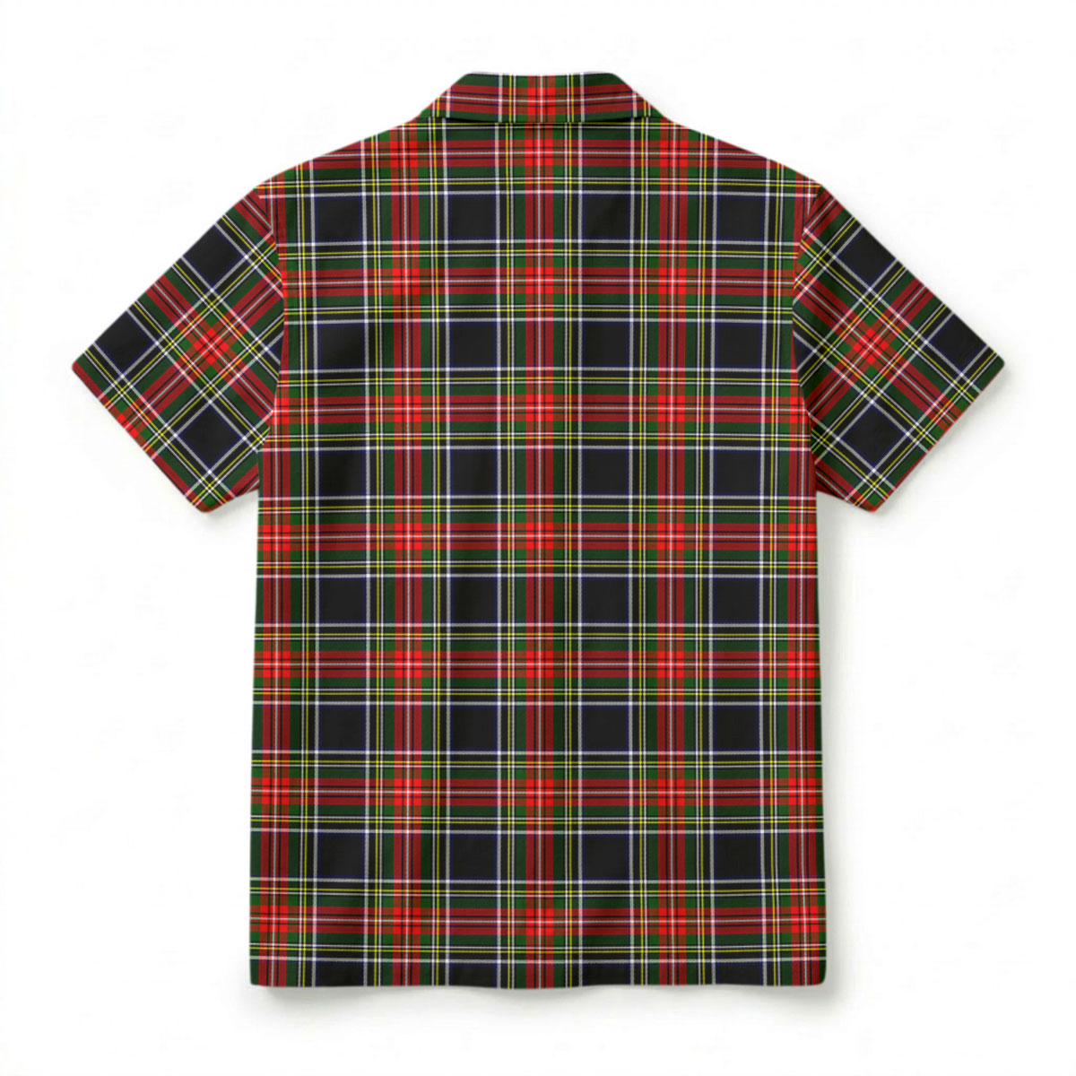 Stewart Black Tartan Crest Hawaiian Shirt