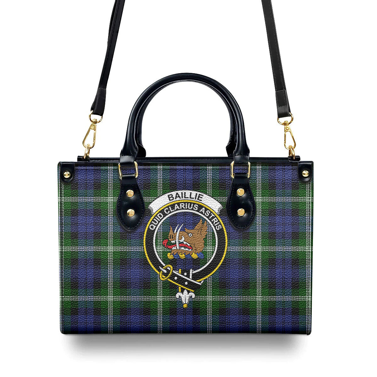 Baillie Modern Tartan Crest Leather Handbag