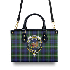 Baillie Modern Tartan Crest Leather Handbag