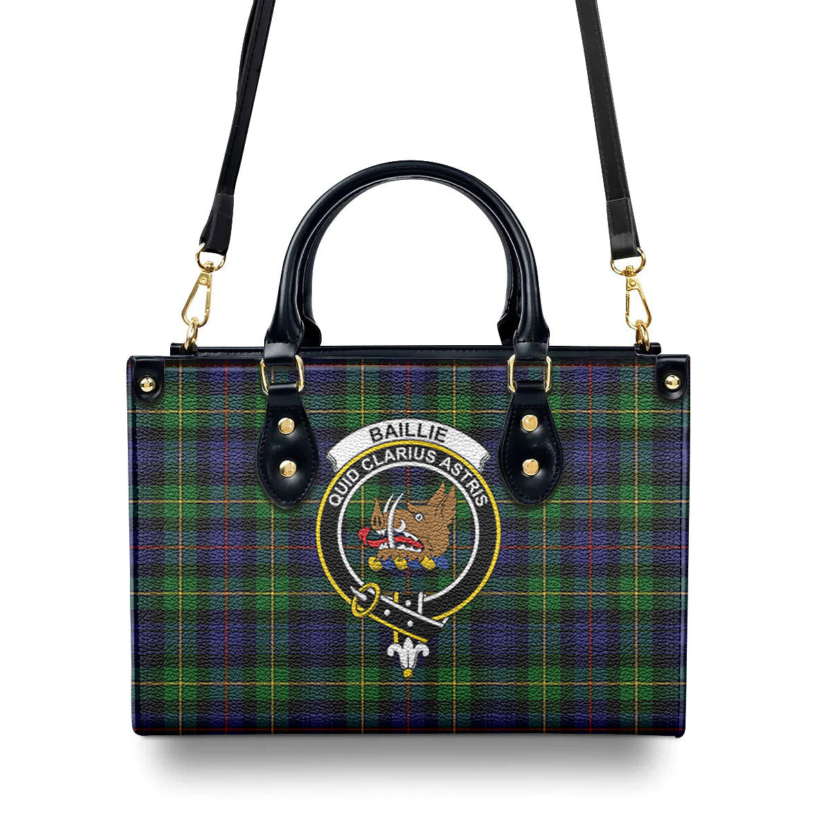 Baillie Tartan Crest Leather Handbag