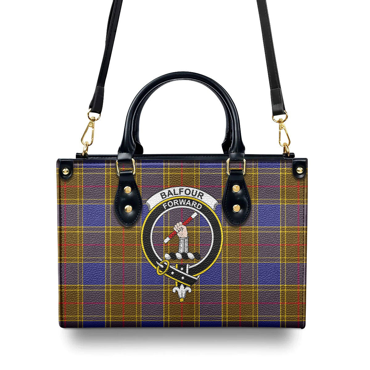 Balfour Modern Tartan Crest Leather Handbag