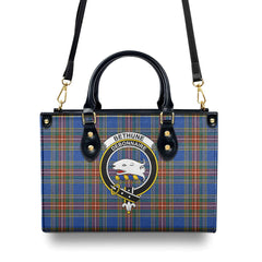 Bethune Ancient Tartan Crest Leather Handbag