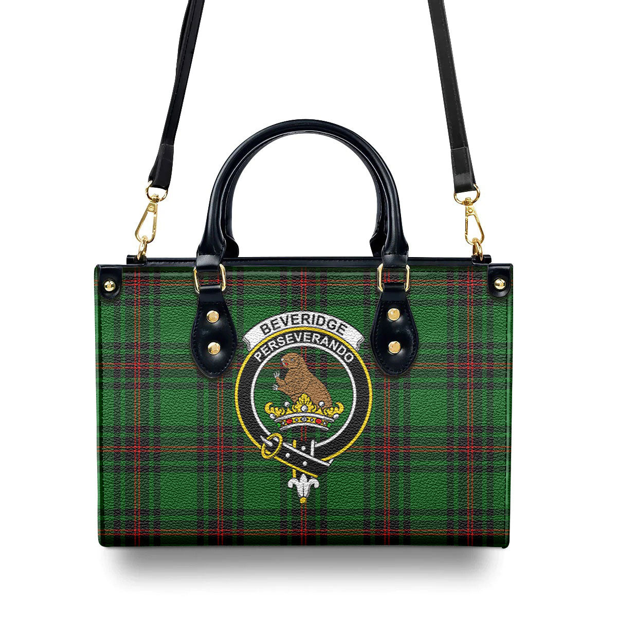 Beveridge Tartan Crest Leather Handbag