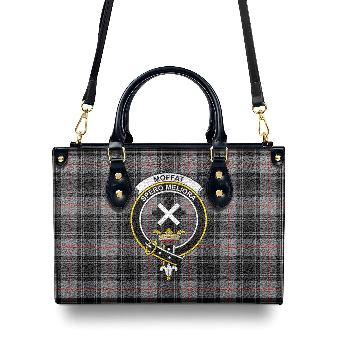 Moffat Modern Tartan Crest Leather Handbag