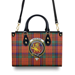 Nicolson Ancient Old Tartan Crest Leather Handbag