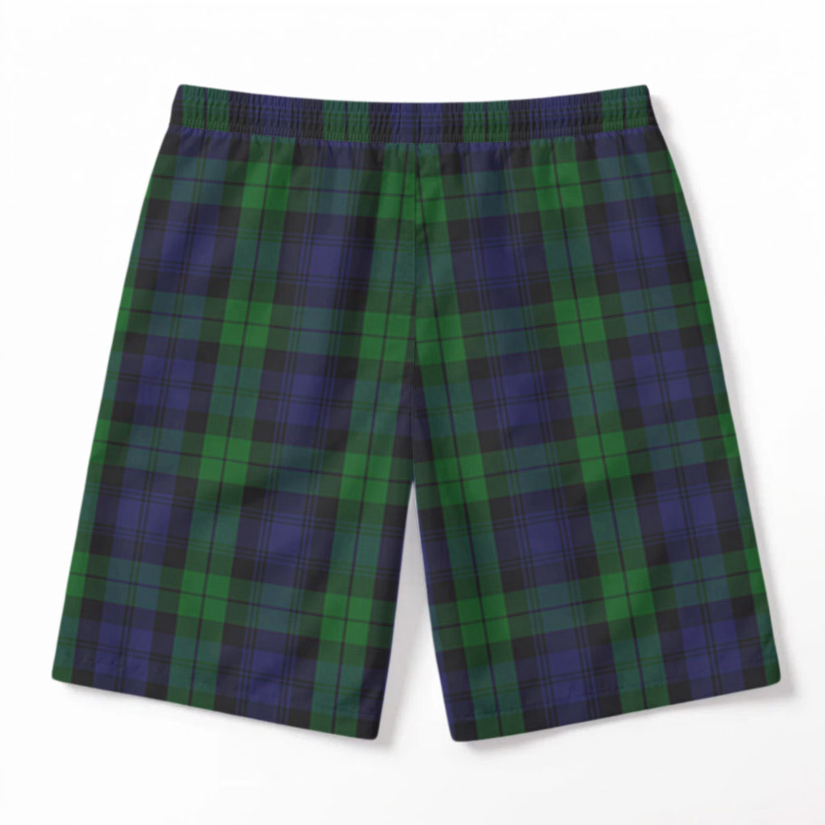 Black Watch Tartan Crest Men's Beach Shorts