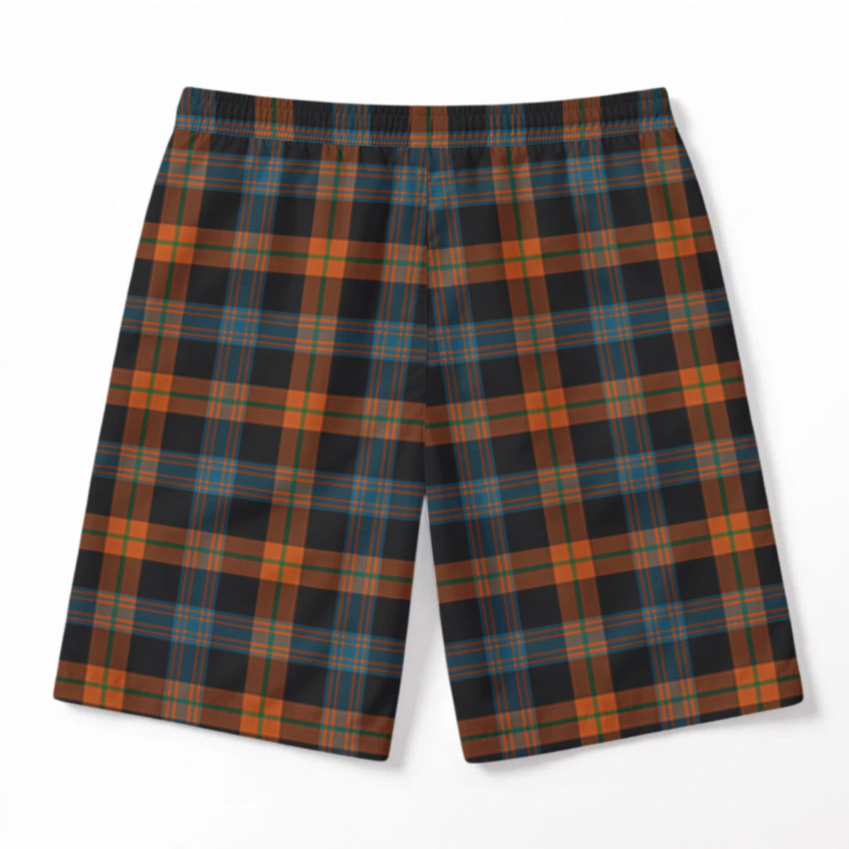 Brown Ancient Tartan Crest Men's Beach Shorts