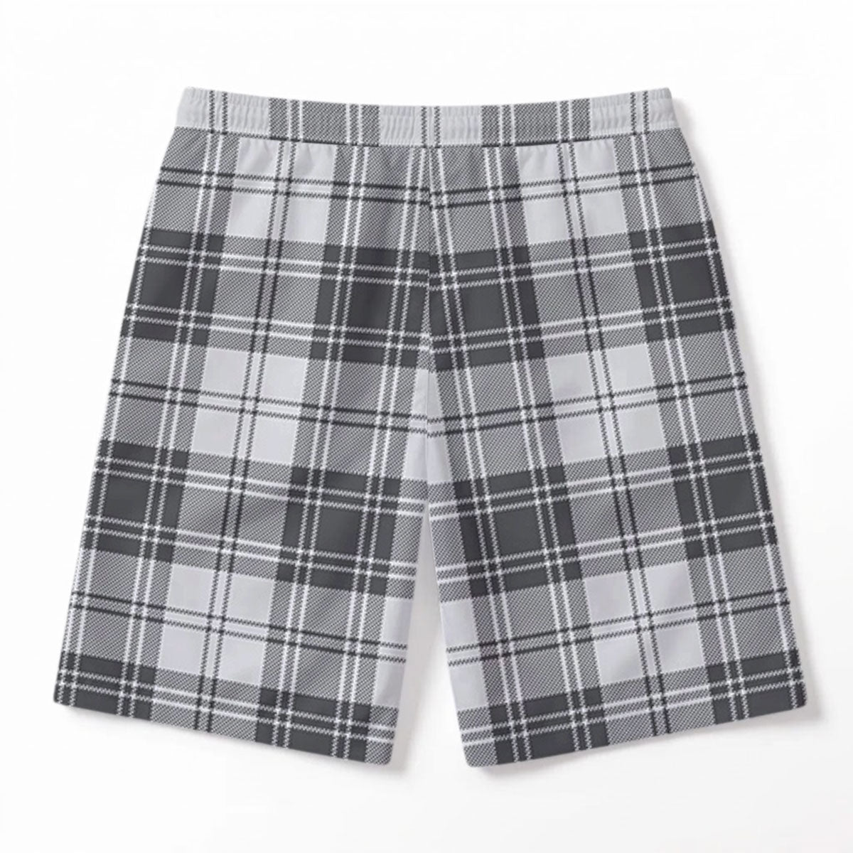 Douglas Grey Modern Tartan Crest Men's Beach Shorts