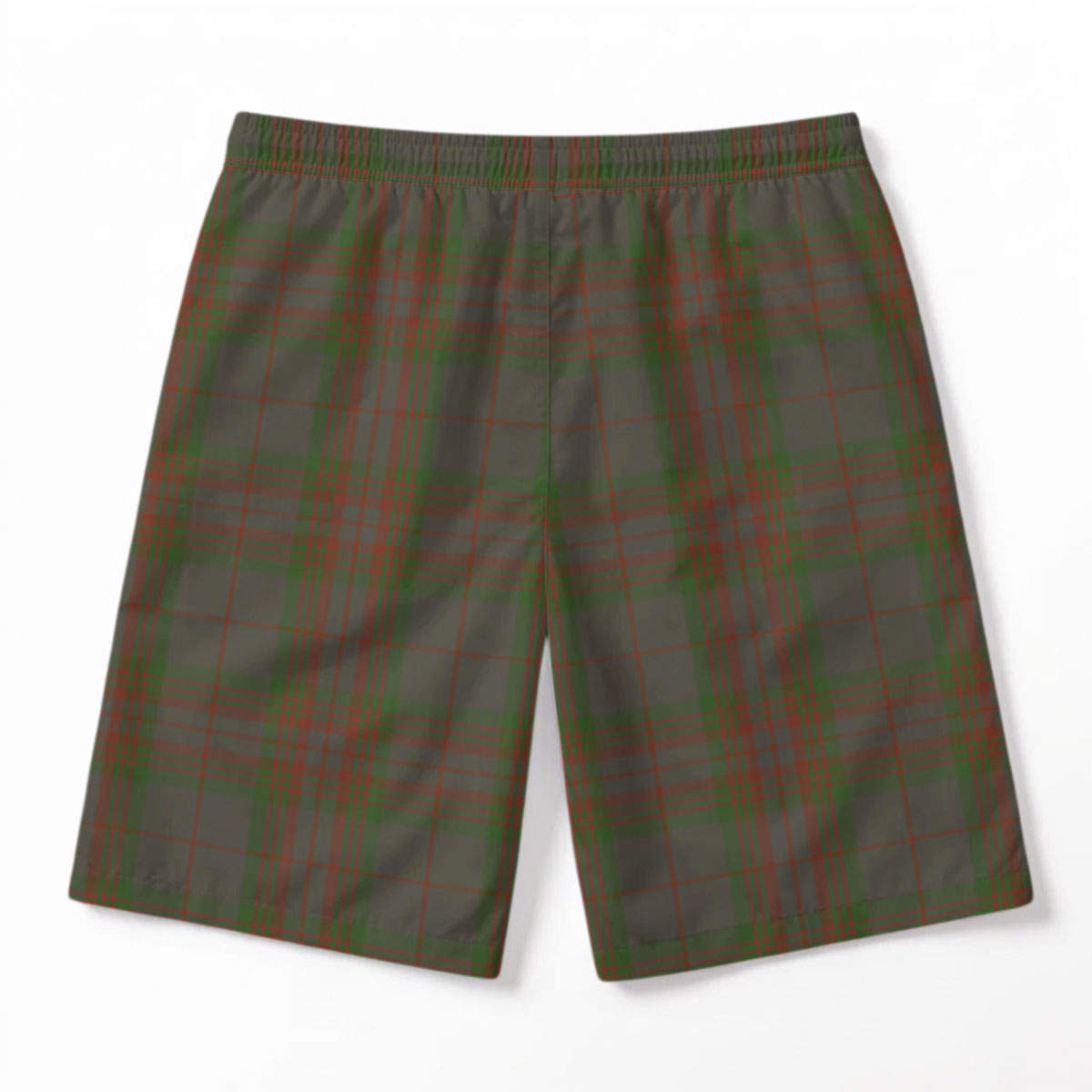 Gray Tartan Crest Men's Beach Shorts