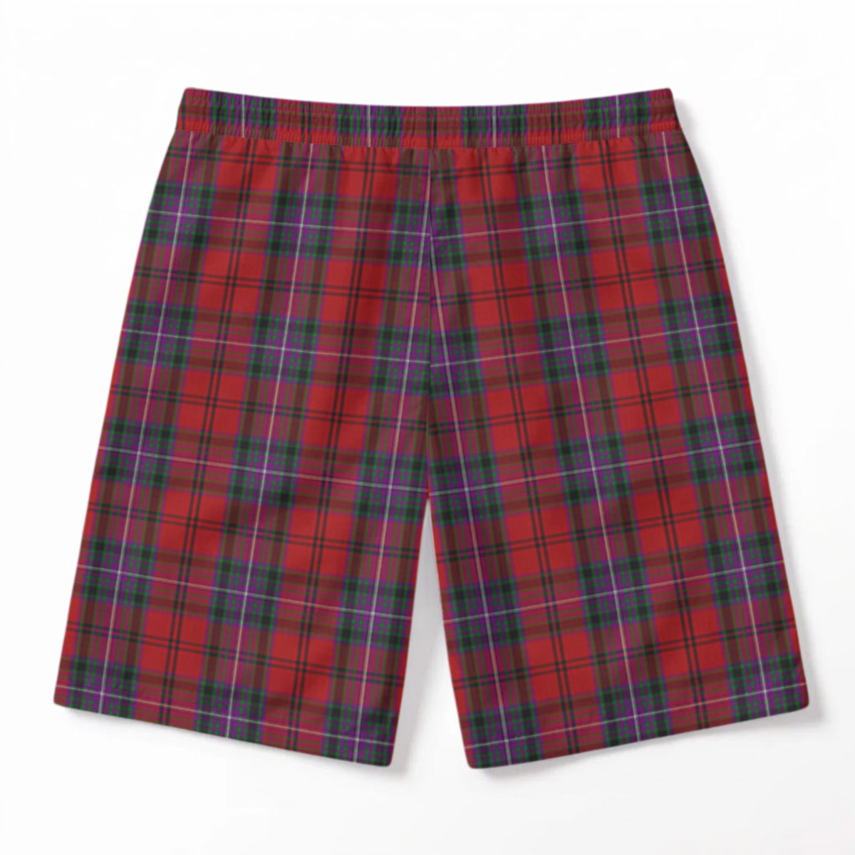 Kelly of Sleat Red Tartan Crest Men's Beach Shorts