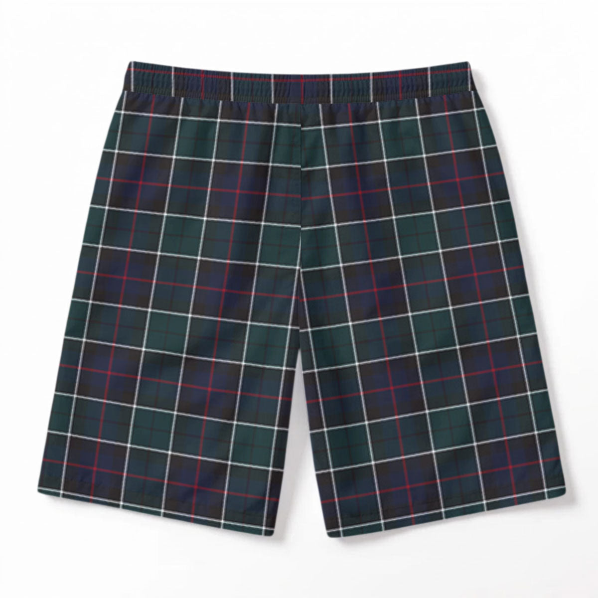 Leslie Hunting Modern Tartan Crest Men's Beach Shorts