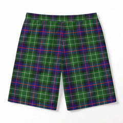 Leslie Hunting Tartan Crest Men's Beach Shorts