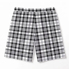 Scott Black & White Modern Tartan Crest Men's Beach Shorts