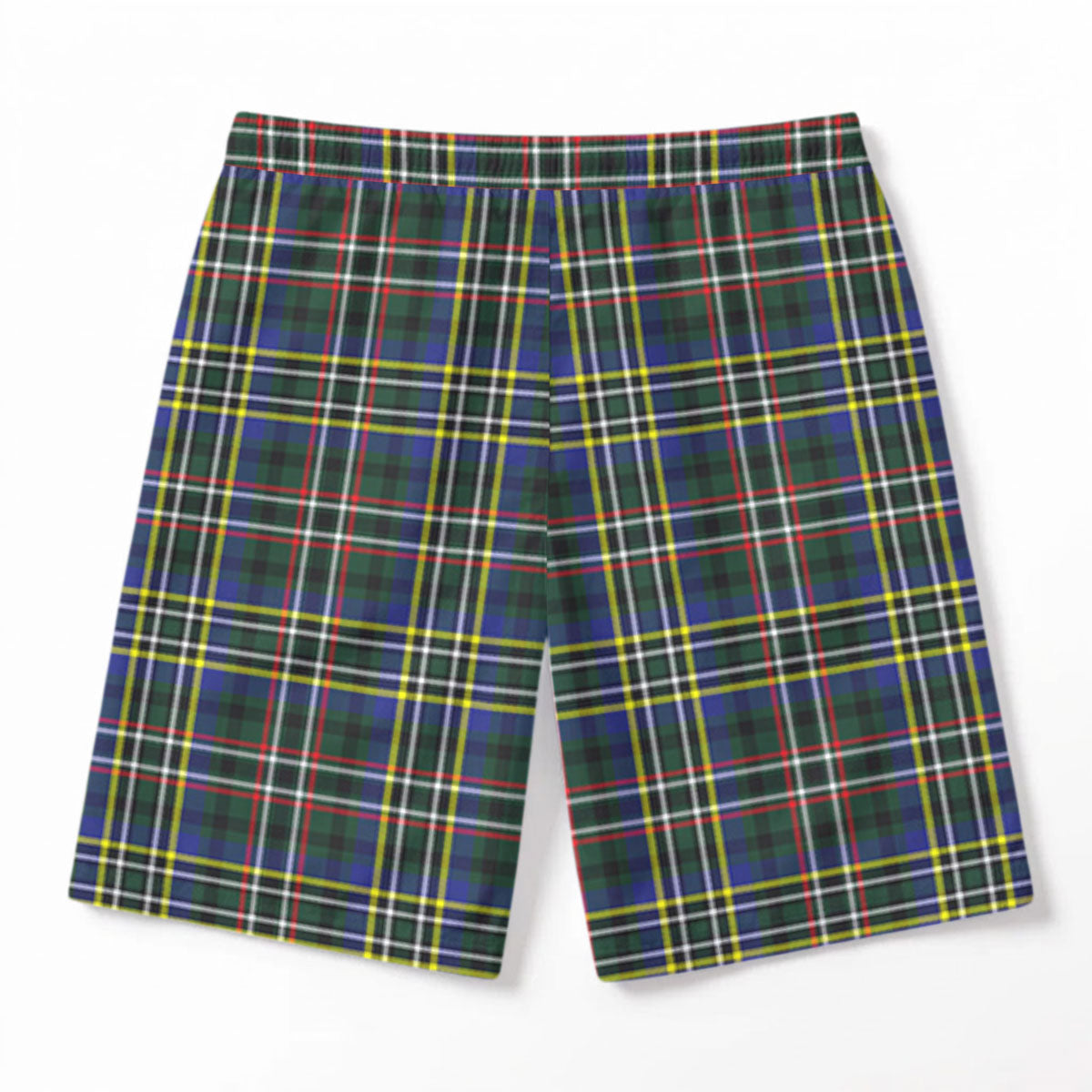 Scott Green Modern Tartan Crest Men's Beach Shorts