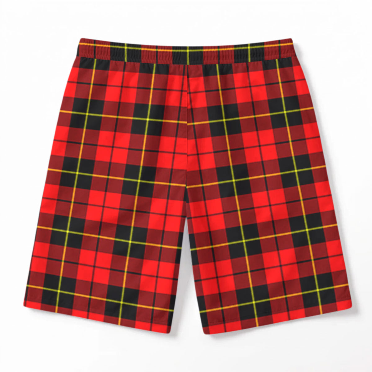Wallace Hunting Red Tartan Crest Men's Beach Shorts