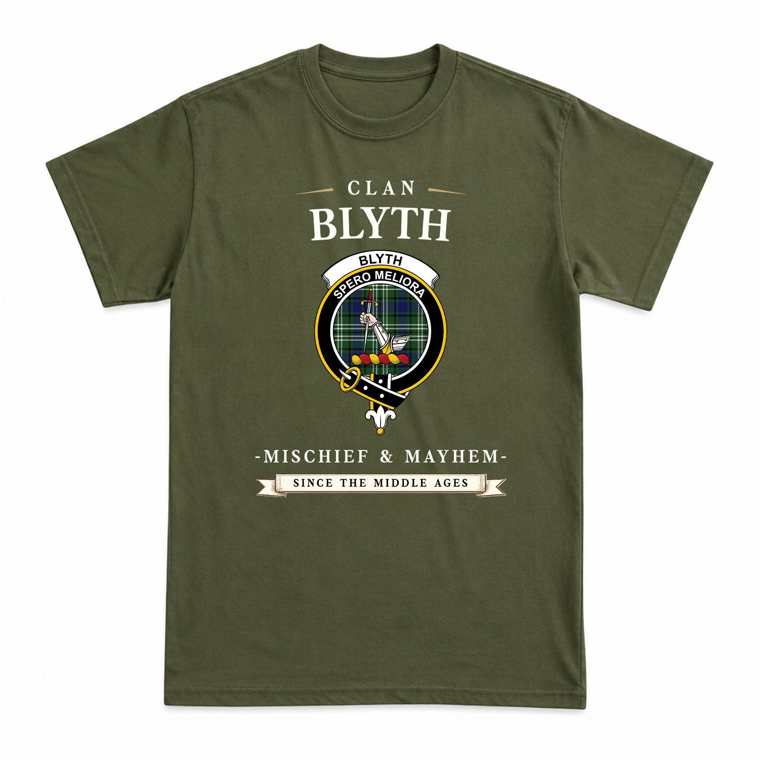 Blyth Tartan Crest Mischief and Mayhem T-shirt