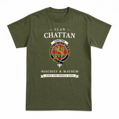 Chattan Tartan Crest Mischief and Mayhem T-shirt