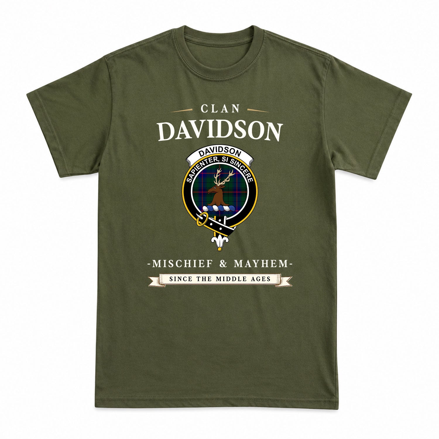 Davidson Modern Tartan Crest Mischief and Mayhem T-shirt