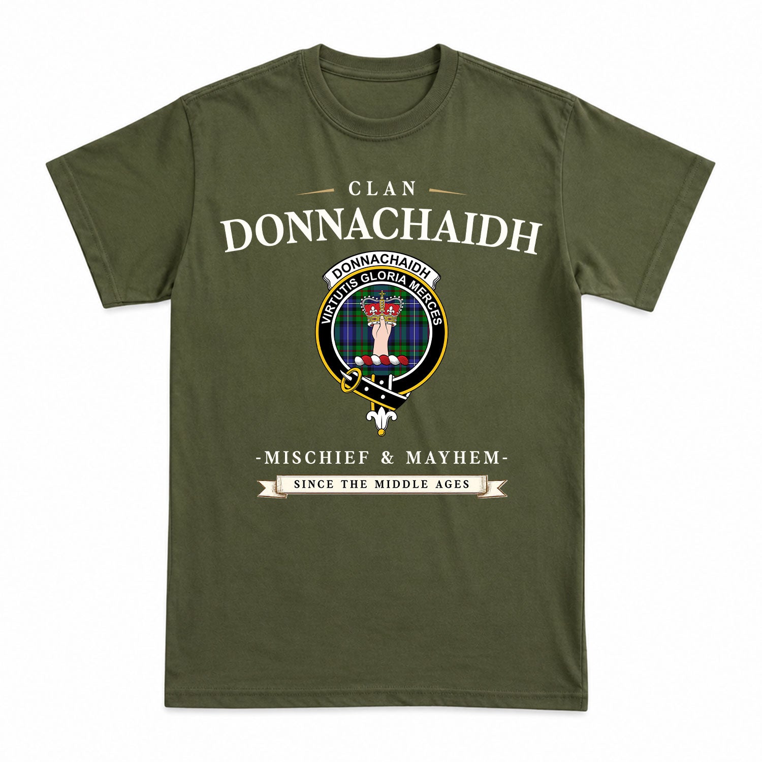 Donnachaidh Tartan Crest Mischief and Mayhem T-shirt