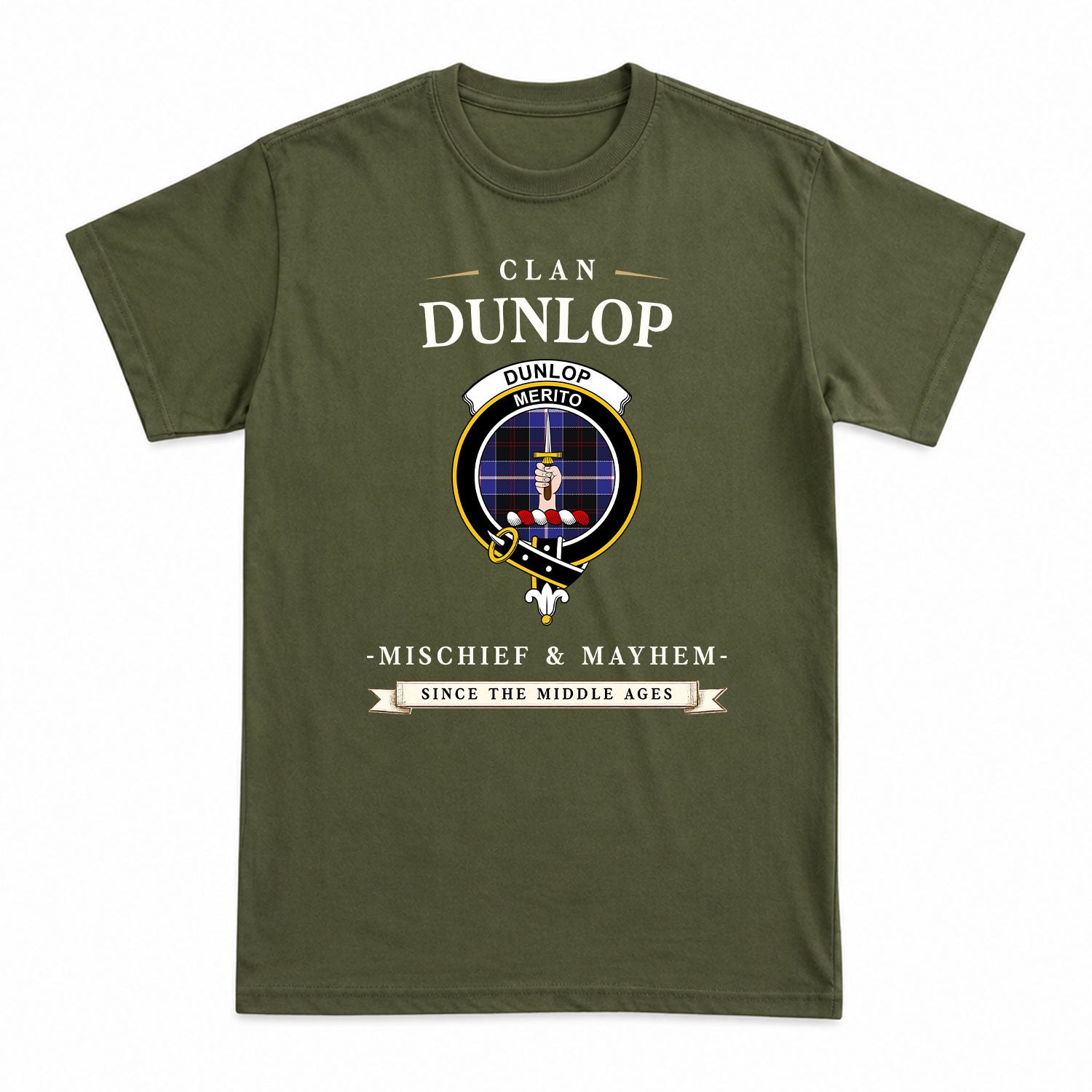 Dunlop Modern Tartan Crest Mischief and Mayhem T-shirt