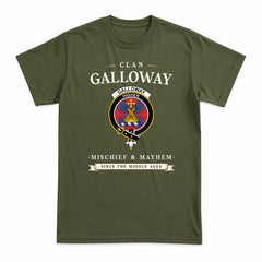 Galloway Red Tartan Crest Mischief and Mayhem T-shirt