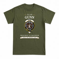 Gunn Weathered Tartan Crest Mischief and Mayhem T-shirt