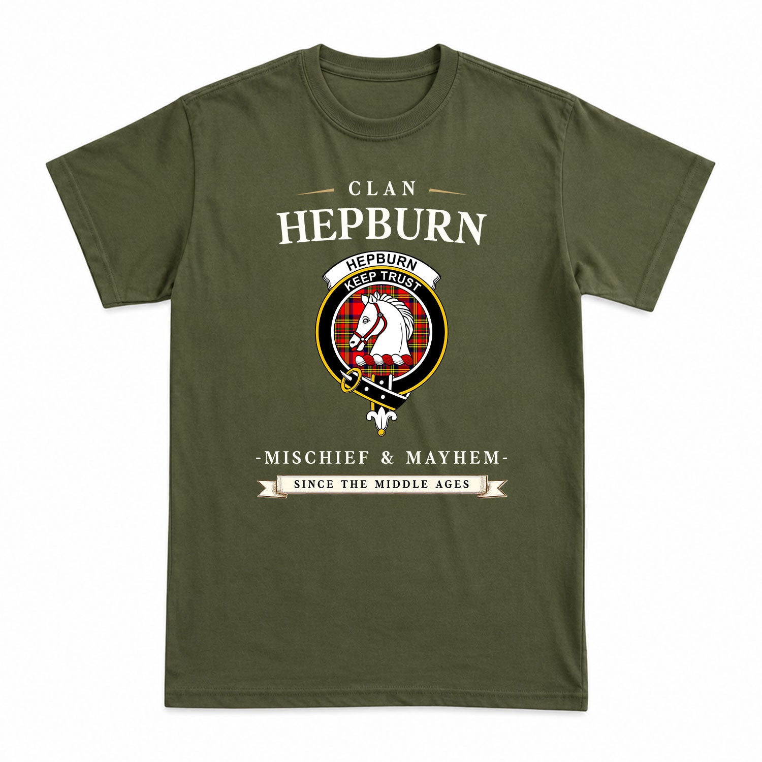 Hepburn Tartan Crest Mischief and Mayhem T-shirt