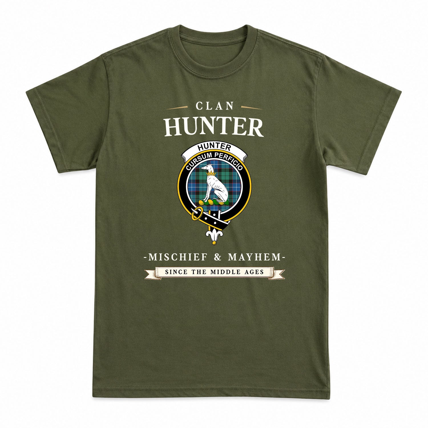 Hunter Ancient Tartan Crest Mischief and Mayhem T-shirt