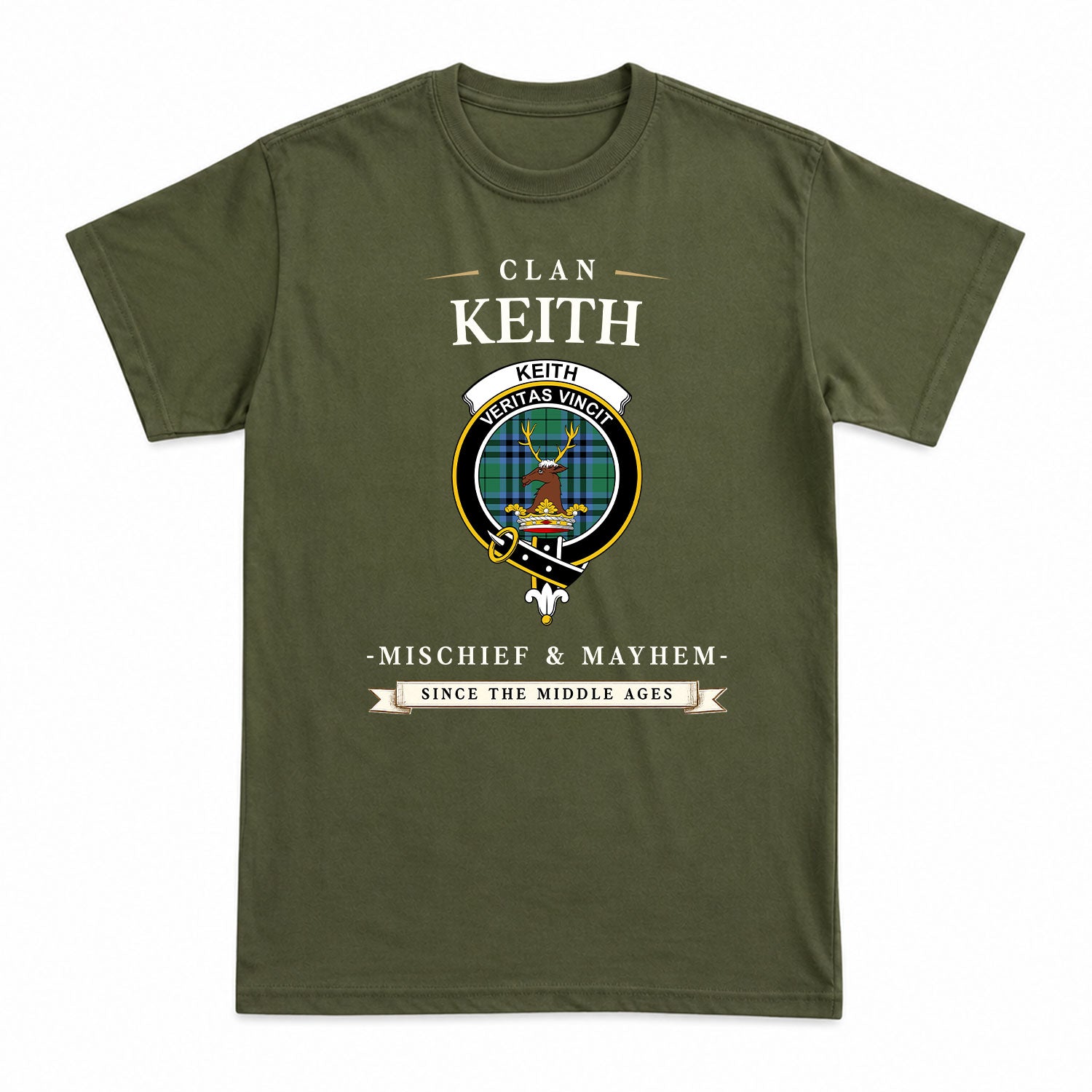 Keith Ancient Tartan Crest Mischief and Mayhem T-shirt