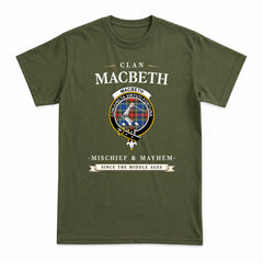 MacBeth Modern Tartan Crest Mischief and Mayhem T-shirt