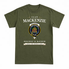 MacKenzie Modern Tartan Crest Mischief and Mayhem T-shirt