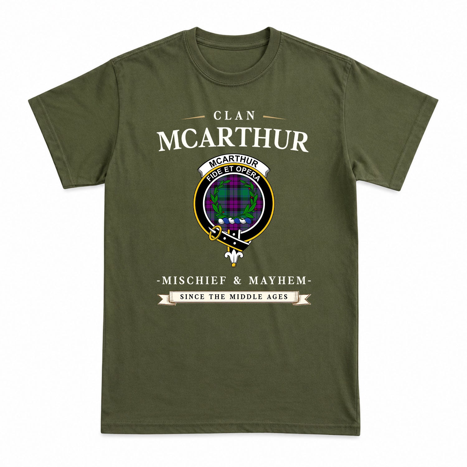 McArthur - Milton Tartan Crest Mischief and Mayhem T-shirt