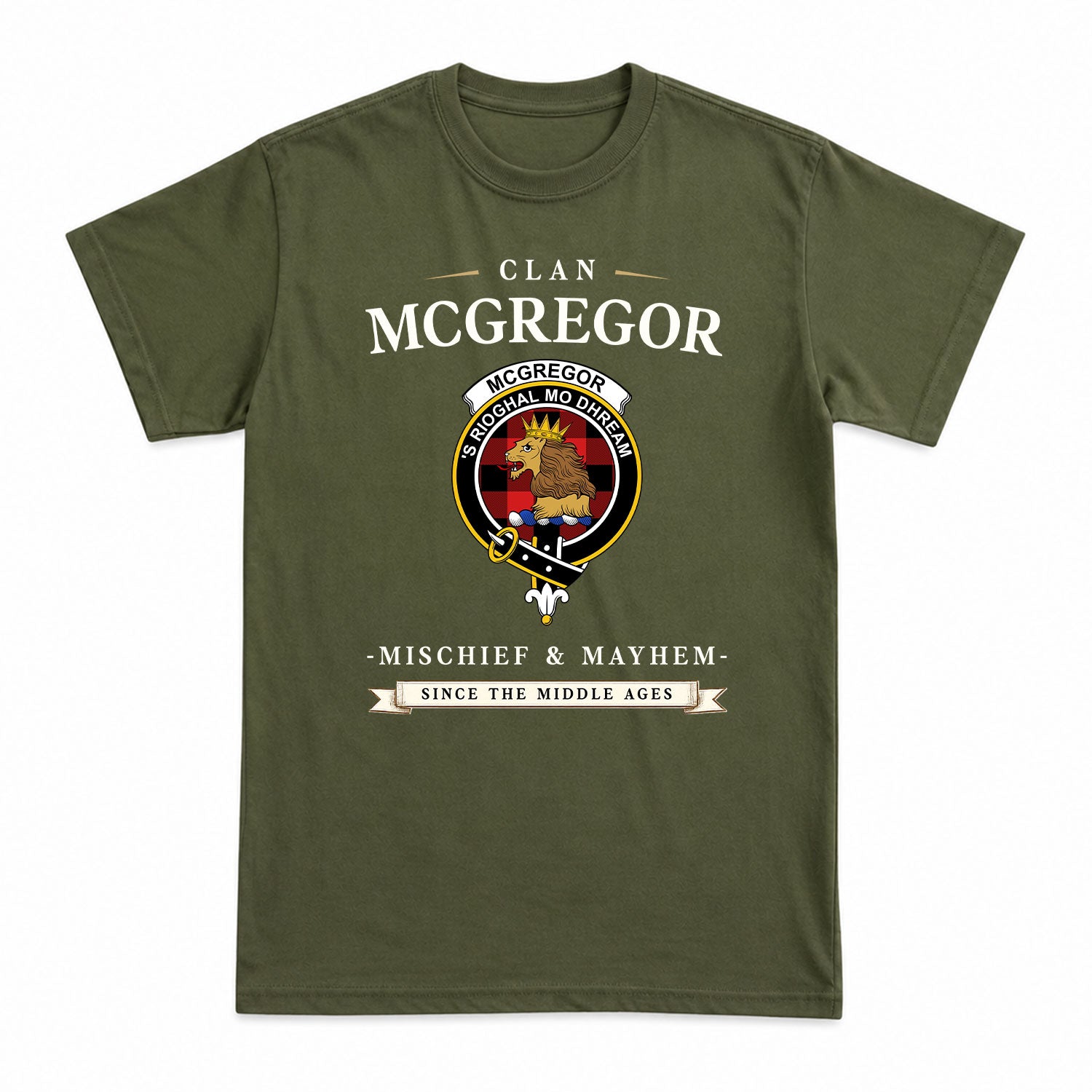 McGregor Rob Roy Modern Tartan Crest Mischief and Mayhem T-shirt