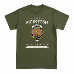 McIntosh Ancient Tartan Crest Mischief and Mayhem T-shirt