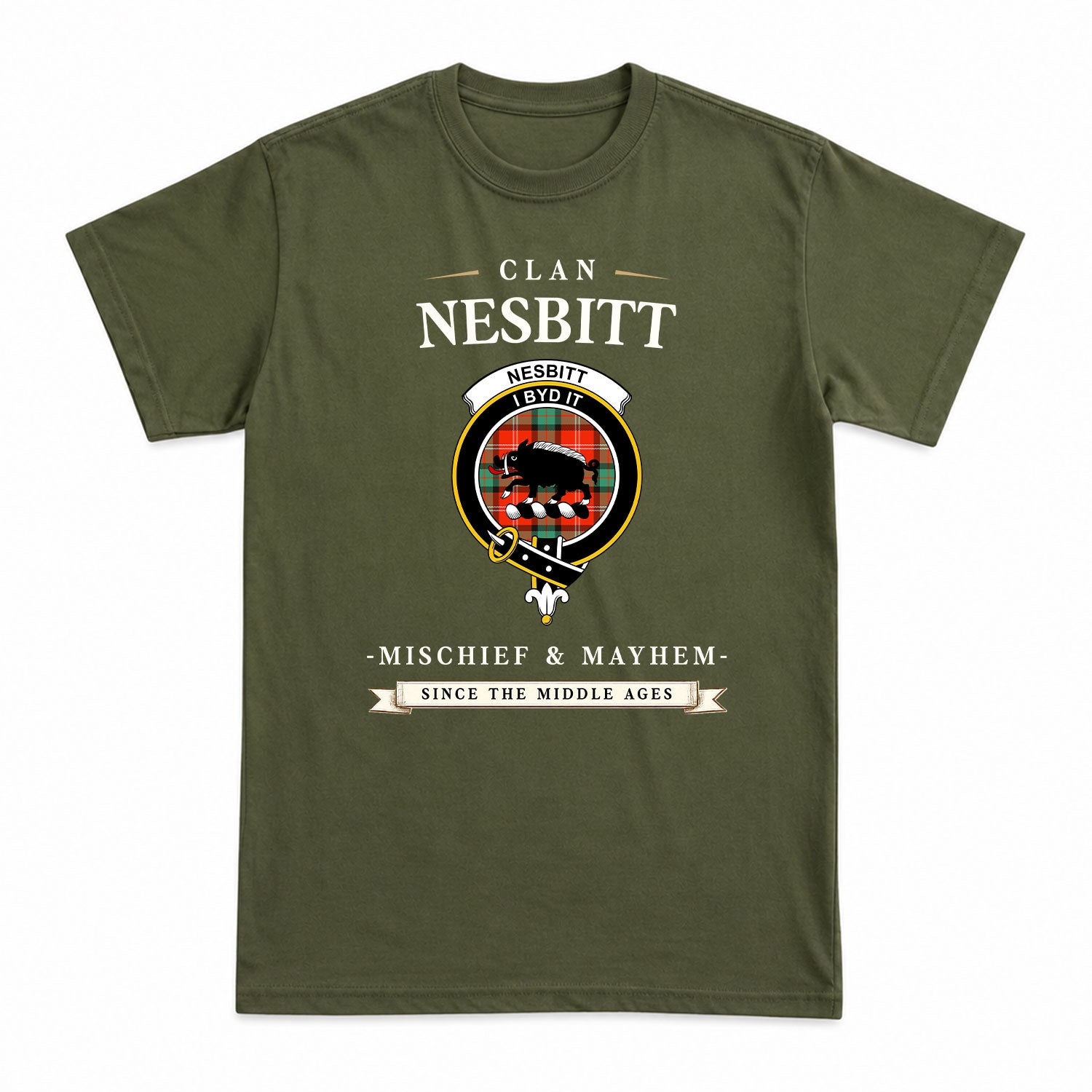 Nesbitt Ancient Tartan Crest Mischief and Mayhem T-shirt