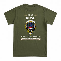 Rose Hunting Modern Tartan Crest Mischief and Mayhem T-shirt