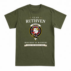 Ruthven Modern Tartan Crest Mischief and Mayhem T-shirt