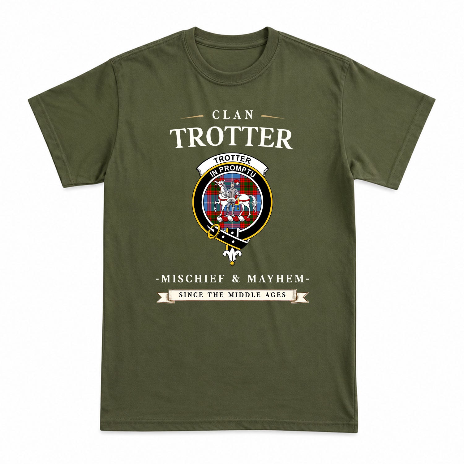 Trotter Tartan Crest Mischief and Mayhem T-shirt
