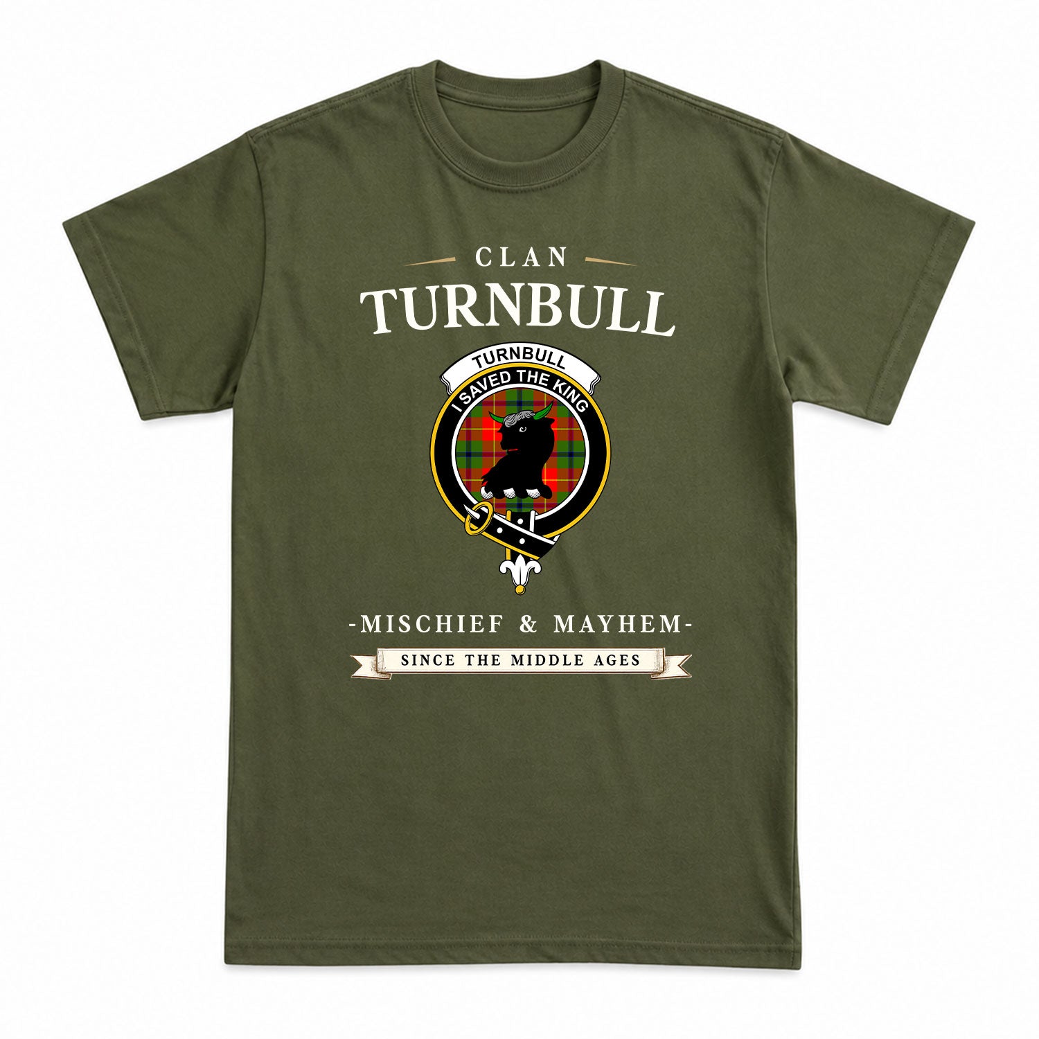 Turnbull Dress Tartan Crest Mischief and Mayhem T-shirt