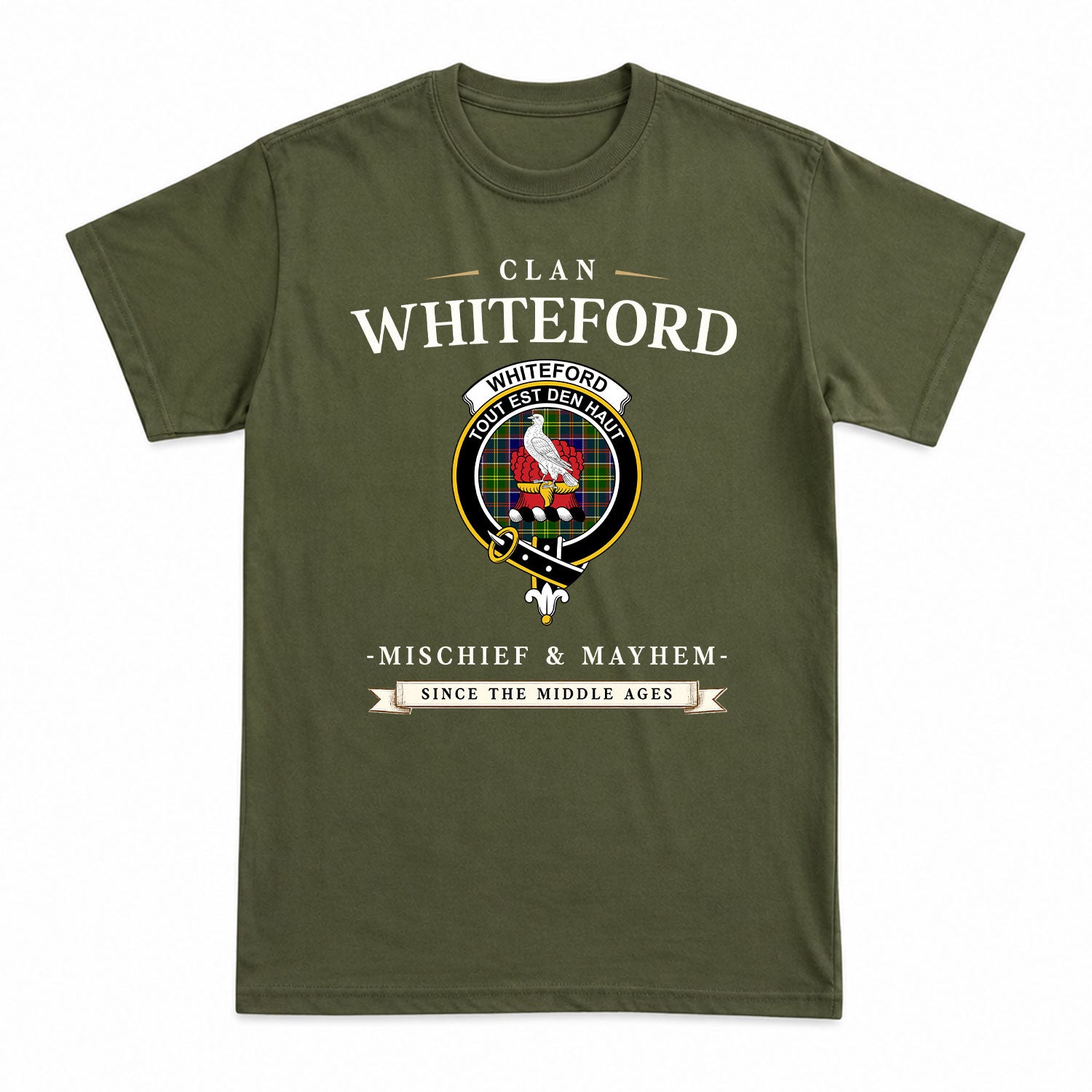 Whiteford Tartan Crest Mischief and Mayhem T-shirt