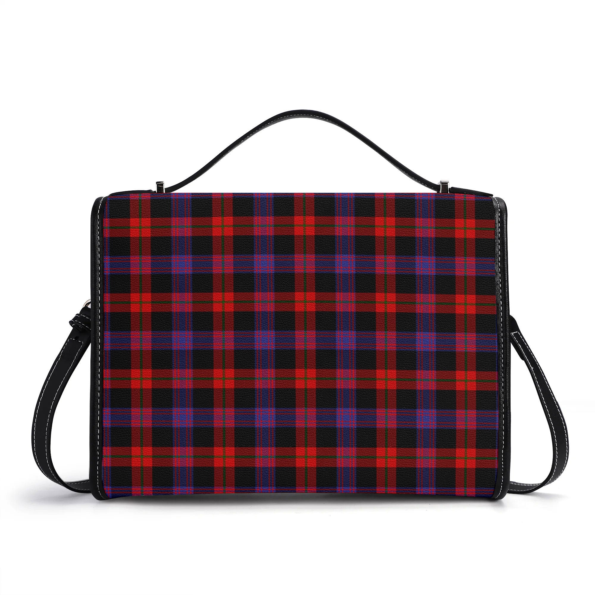 Broun Modern Tartan Crest Satchel Bag
