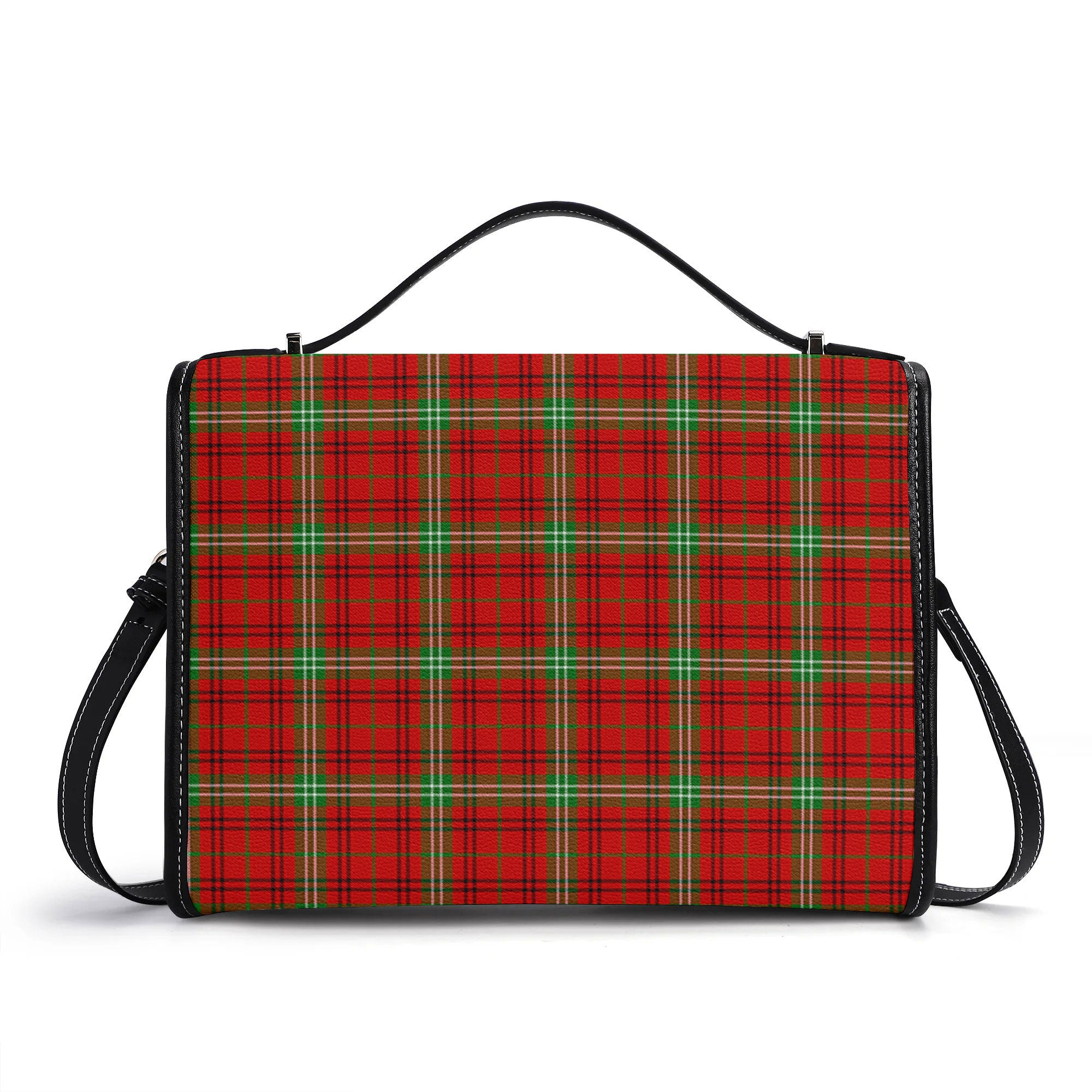 Morrison Red Modern Tartan Crest Satchel Bag