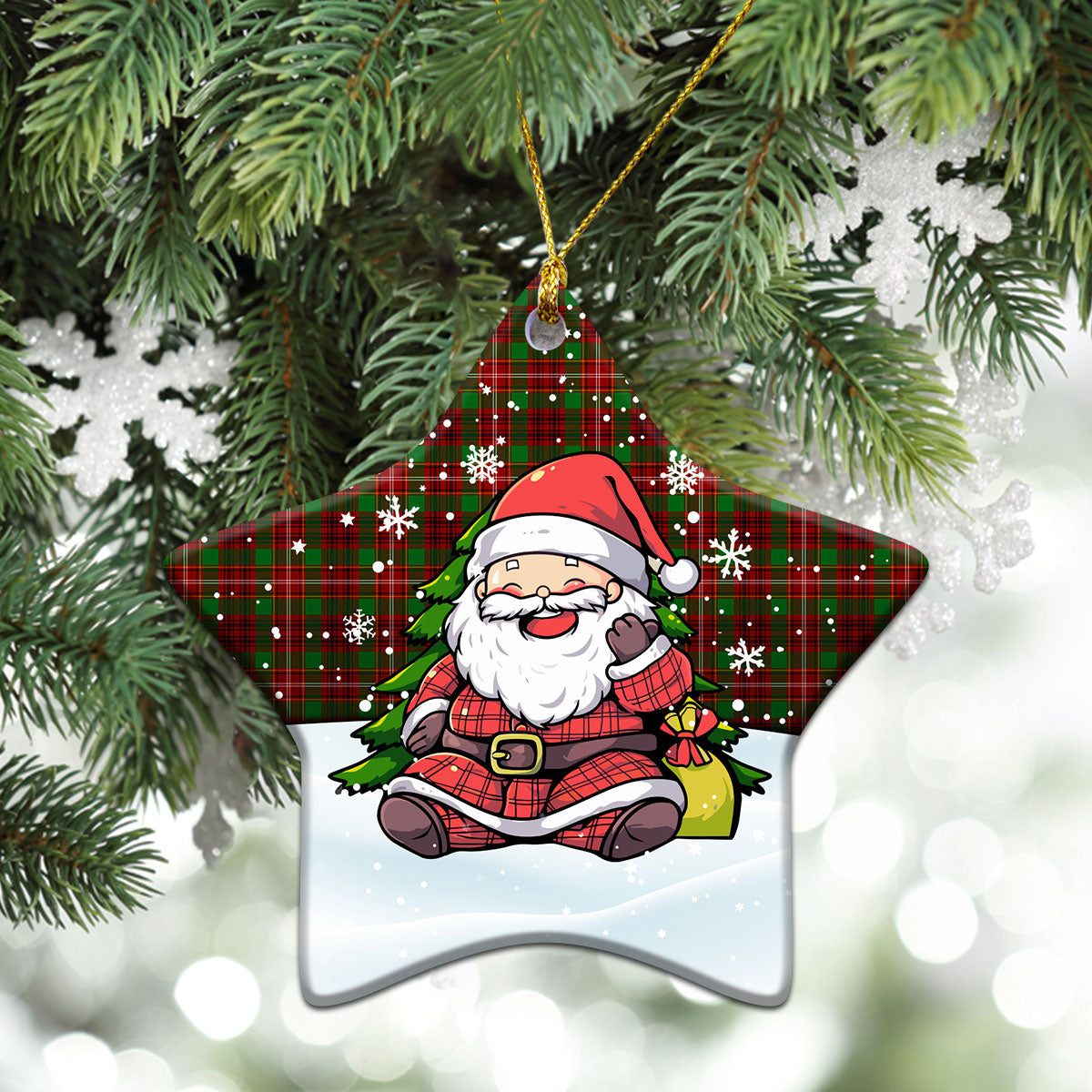 Ainslie Tartan Christmas Ceramic Ornament - Scottish Santa Style