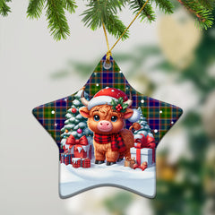 Arnott Tartan Christmas Ceramic Ornament - Highland Cow Winter Style