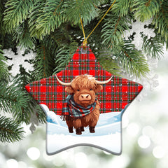 Binning (of Wallifoord) Tartan Christmas Ceramic Ornament - Highland Cows Snow Style