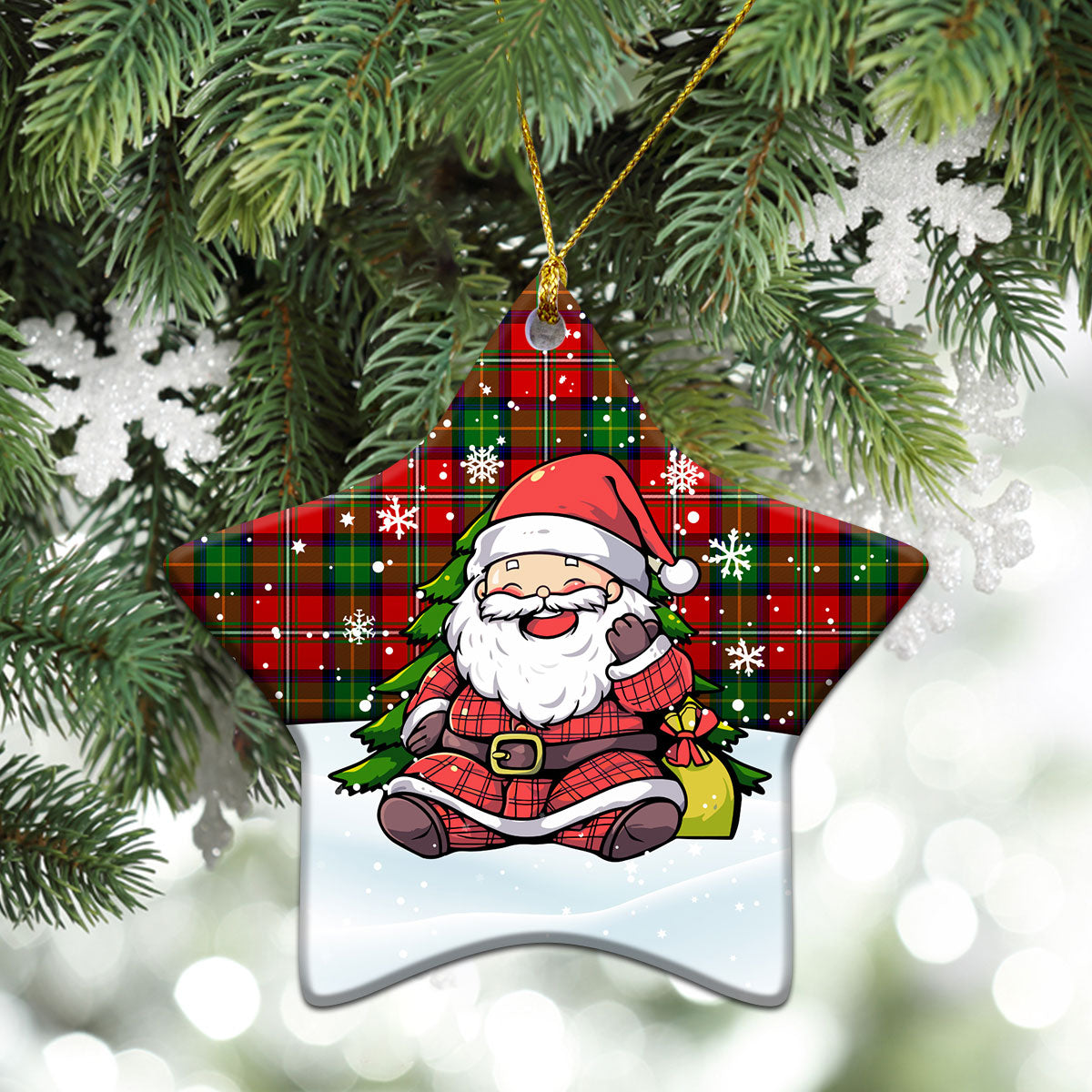 Boyd Modern Tartan Christmas Ceramic Ornament - Scottish Santa Style